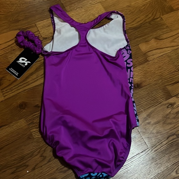 NWT purple hombre GK gymnastics tumbling dance leotard w/Scrunchie sz AL - Picture 8 of 10